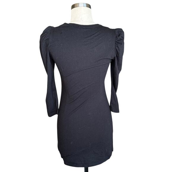 ALC Candice Black 3/4 Sleeve Puff Shoulder Mini Bodycon Dress Women's Size XS - Picture 3 of 7